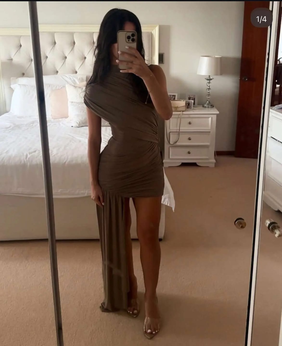 Customer photo review of Elaine Draped Ruched Mini Dress