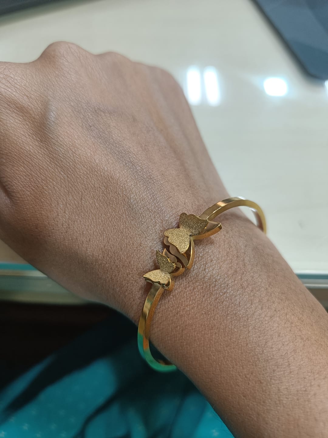 Customer photo review of Butterfly Charm Cuff Bracelet