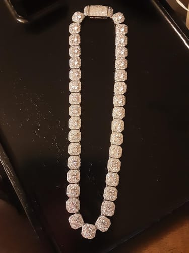 Customer photo review of Iced Out Chains for Men Moissanite Tennis Necklaces