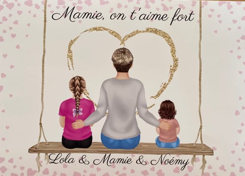 Customer photo review of Affiche Personnalisée - Mamie et Petits-enfants