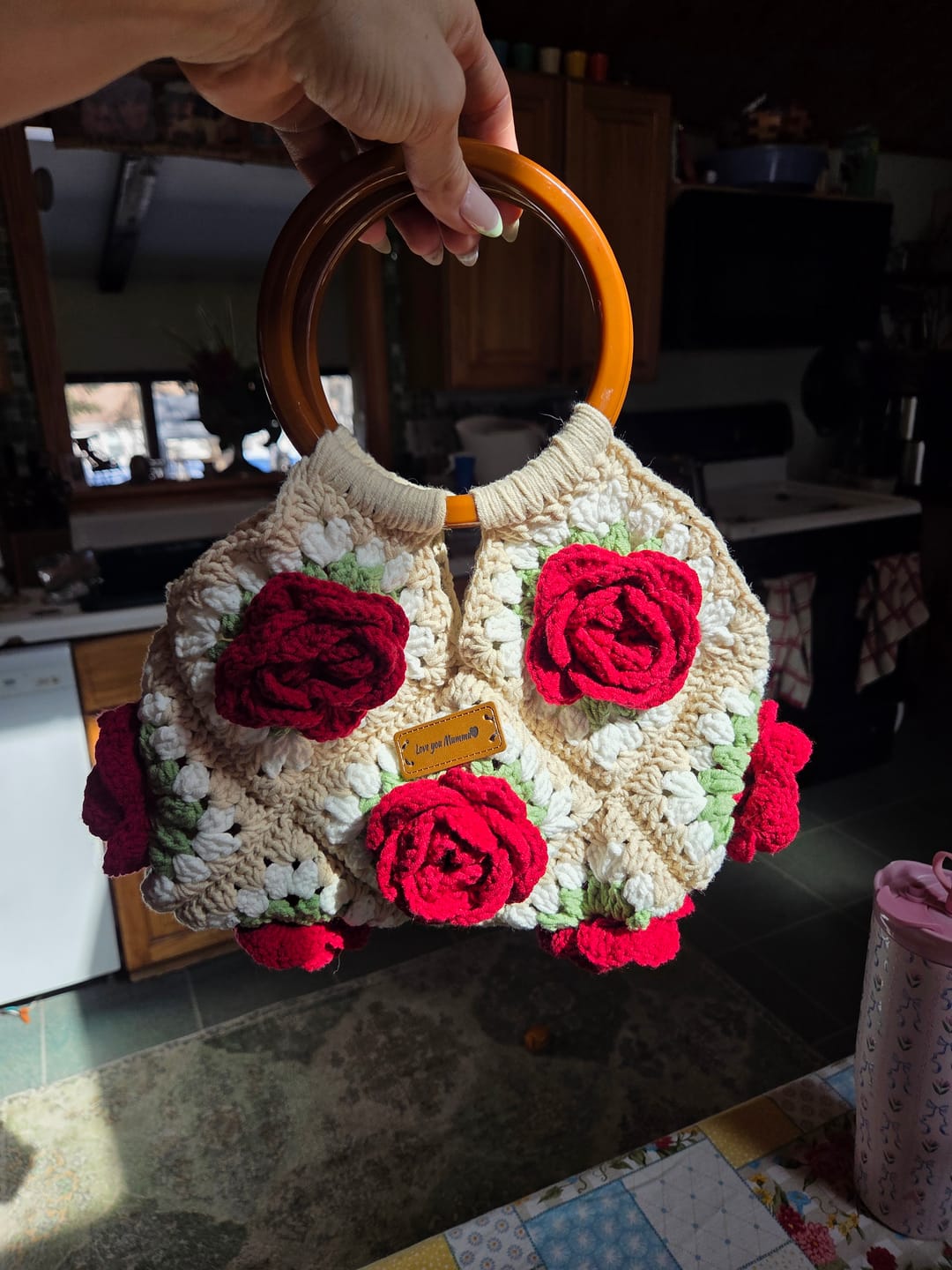 Customer photo review of 1980 Rose Handbag Crochet DIY KIT