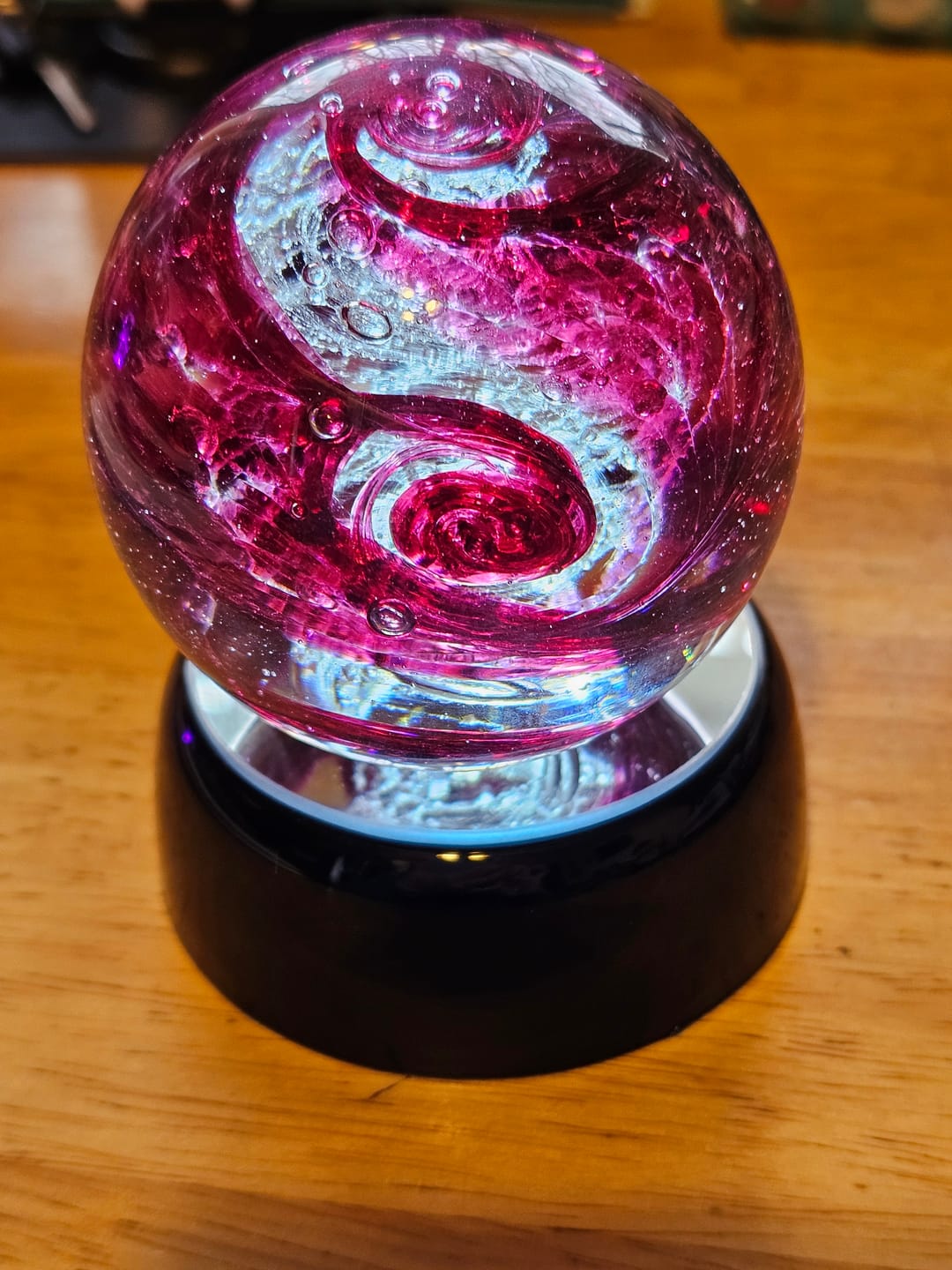 Customer photo review of Glimmer Orb with Cremation Ashes