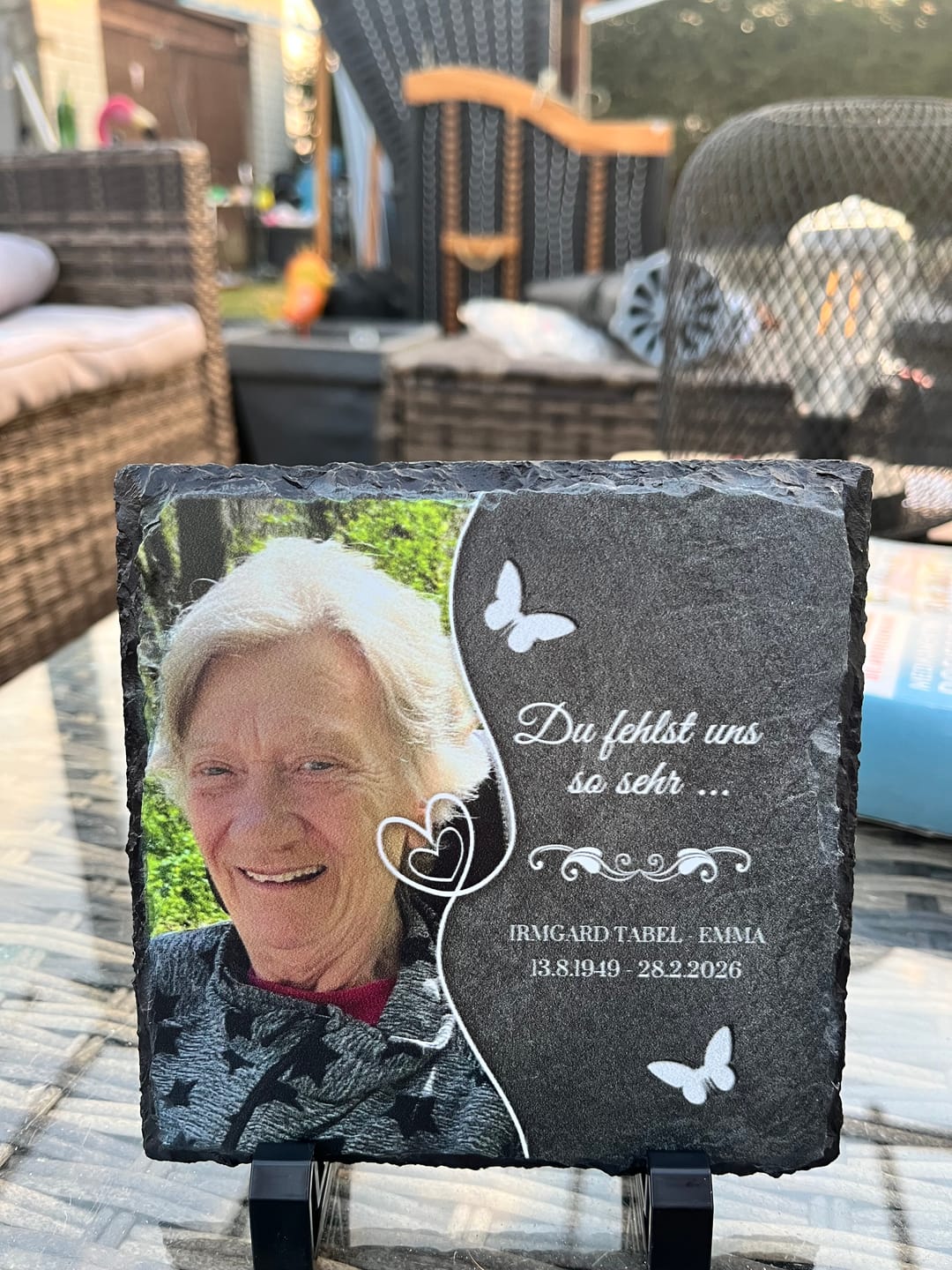 Customer photo review of Du fehlst uns so sehr ... - Individuelle Schieferplatte
