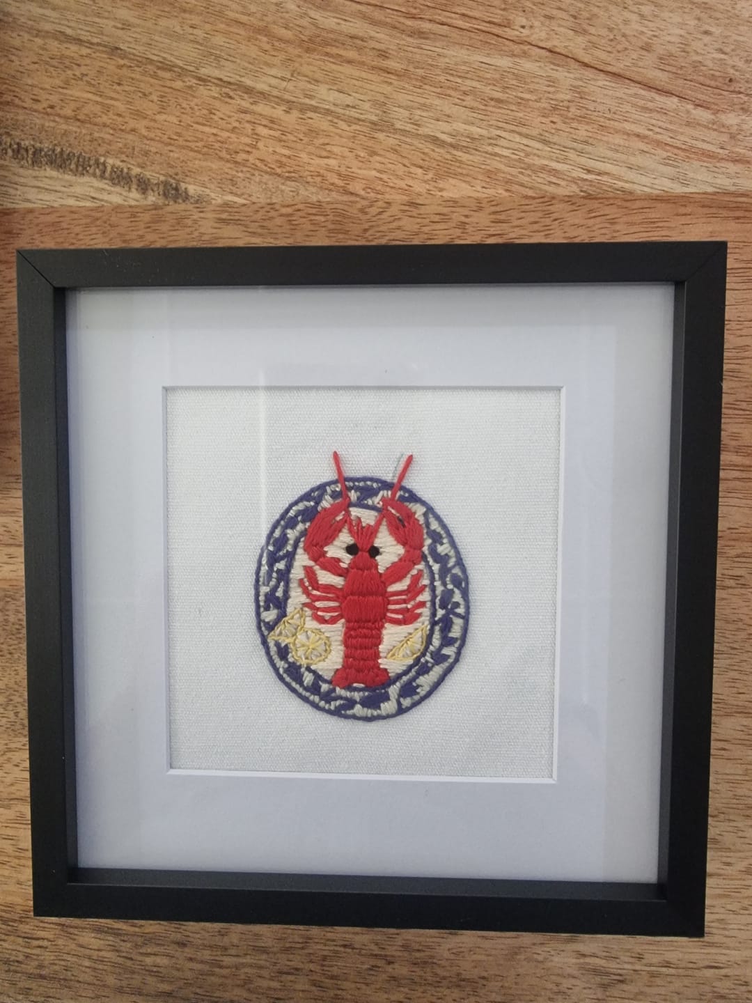 Customer photo review of Lobster Embroidery Kit