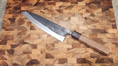Customer photo review of Shiro Kamo AO Super Gyuto 215 mm S&D