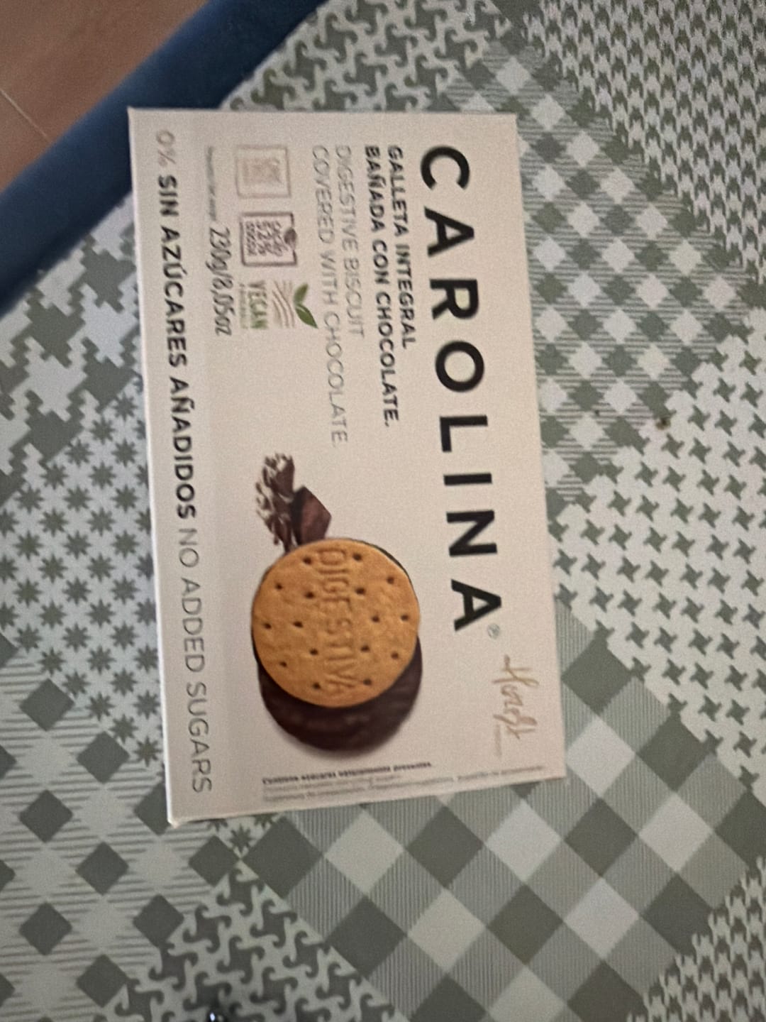 Customer photo review of Galleta 0% Sin Azúcares Integral Digestive Chocolate. Vegana