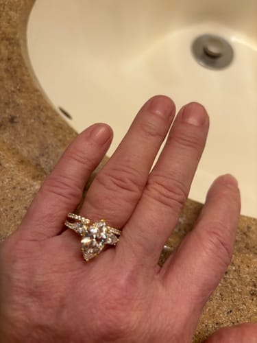 Customer photo review of Unique 4.0Ct Marquise Cut Insert Wedding Ring Set For Women In Sterling Silver