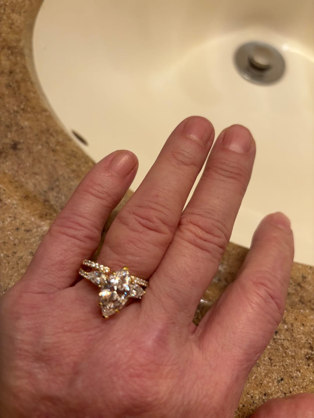 Customer photo review of S925 4.0Ct Marquise Cut Insert Wedding Ring Set For Women Stackable Ring Set In Sterling Silver