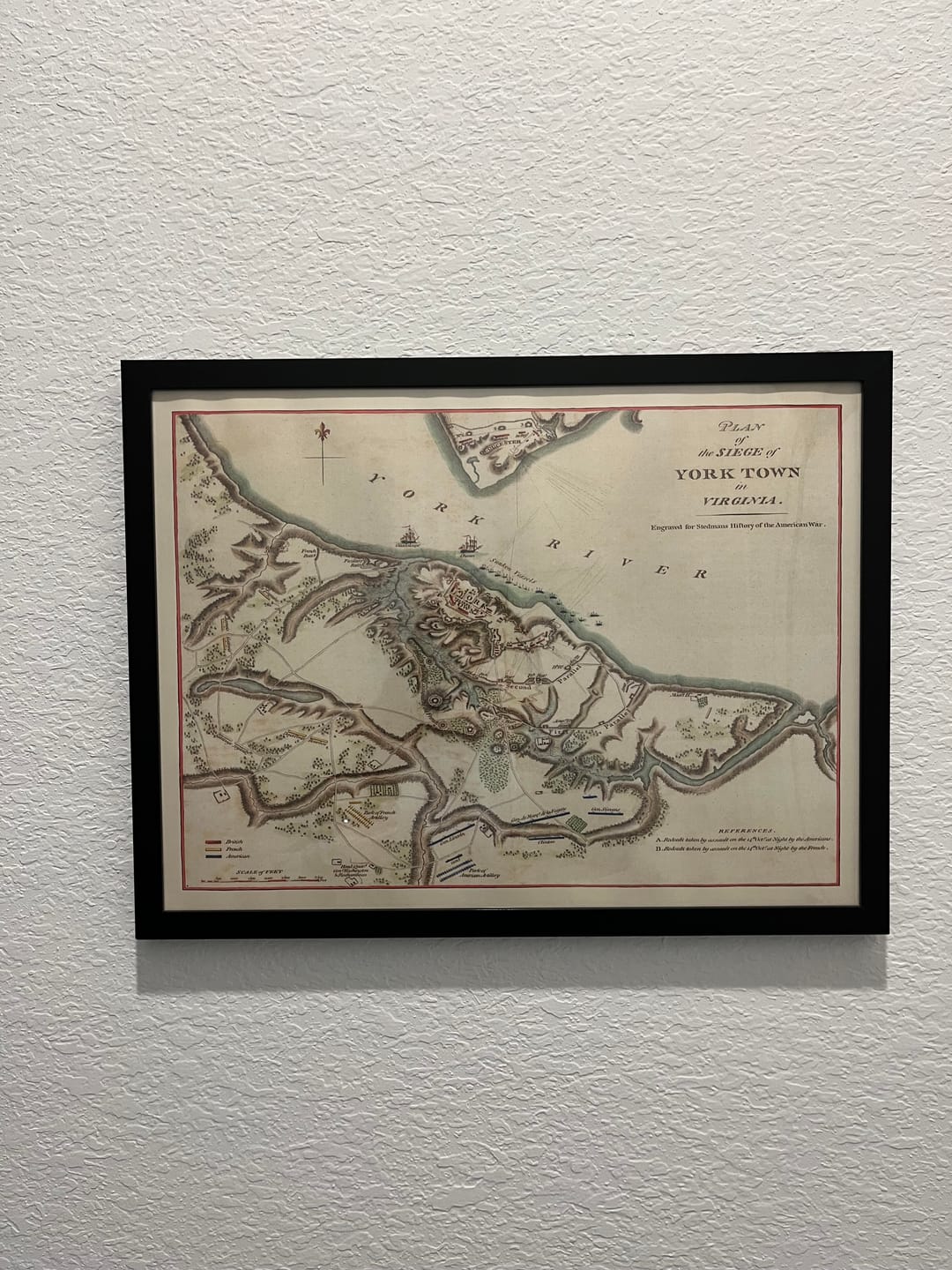 Customer photo review of Old Military Map of the Siege of Yorktown by Stedman, 1793: Virginia, Gloucester, Redoubts 9 & 10, French Fleet, Washington