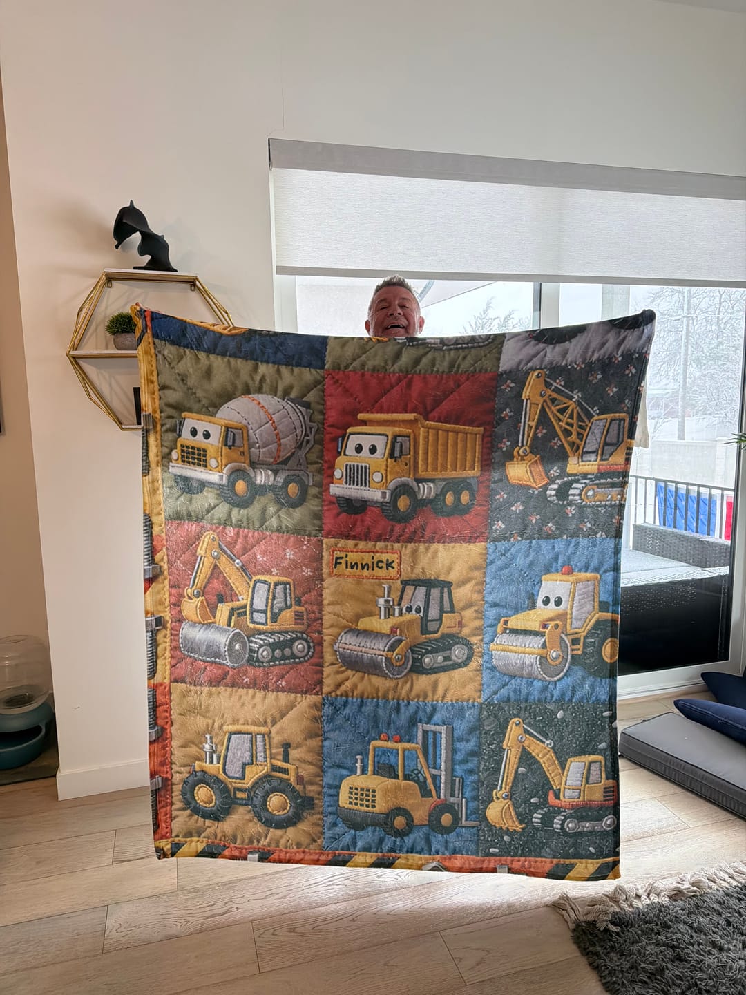 Customer photo review of Construction Machines - Personalized Kid Blanket