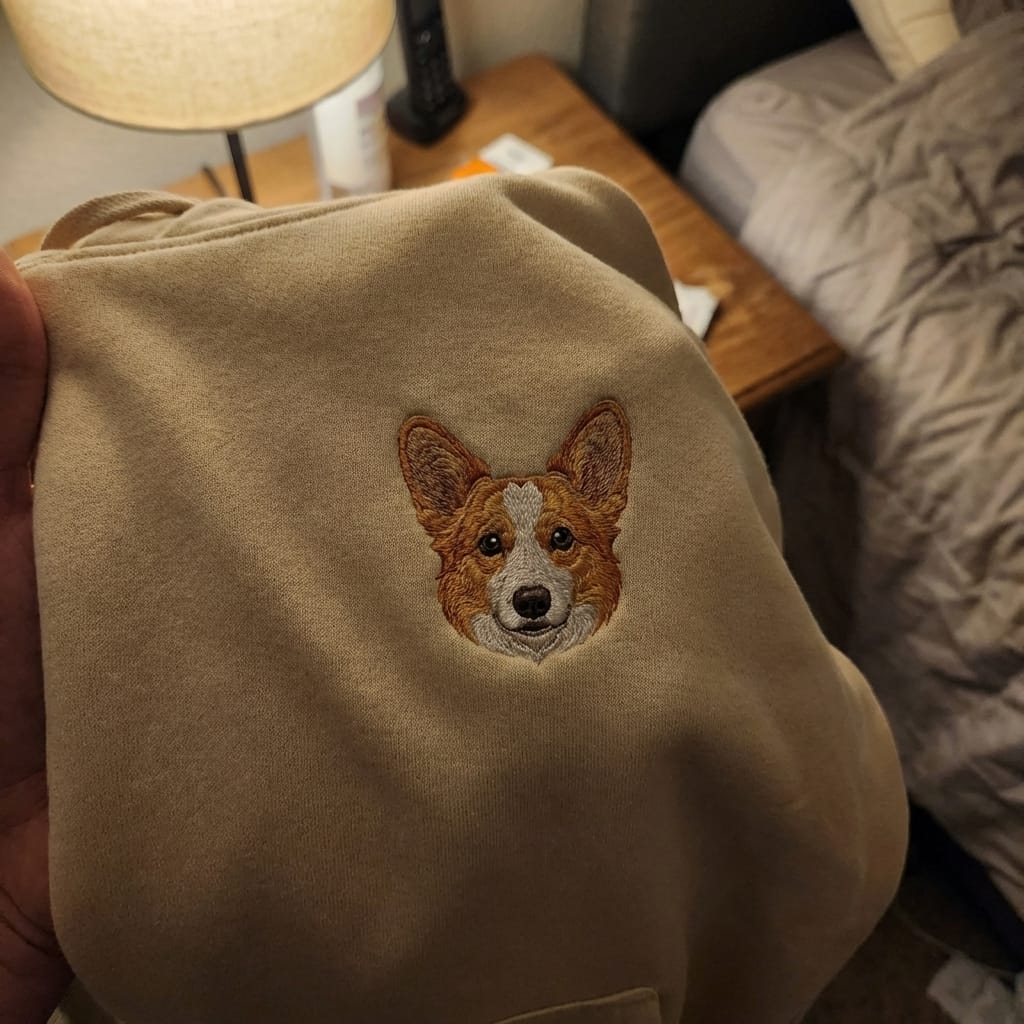 Customer photo review of Custom Full-Color Embroidered Pet Portrait Hoodie