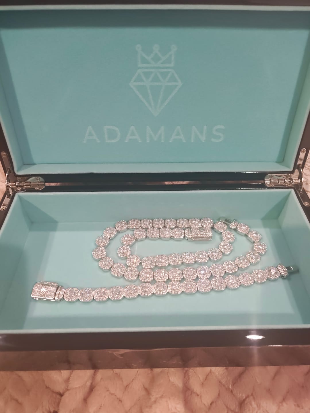 Customer photo review of 10mm Moissanite Clustered Tennis Bracelet - Silver - D Colour - VVS1