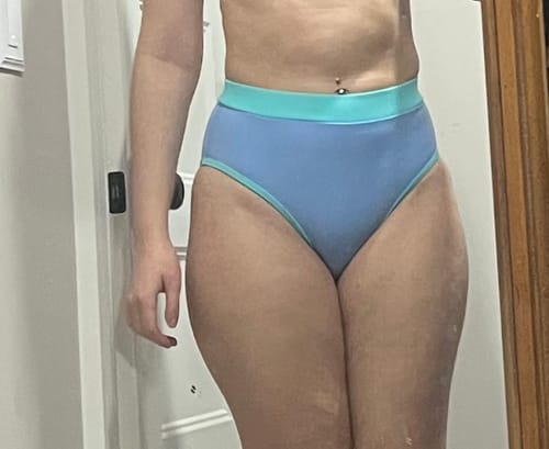 Customer photo review of MOLLY Peri Full Coverage High Rise Bikini Bottom