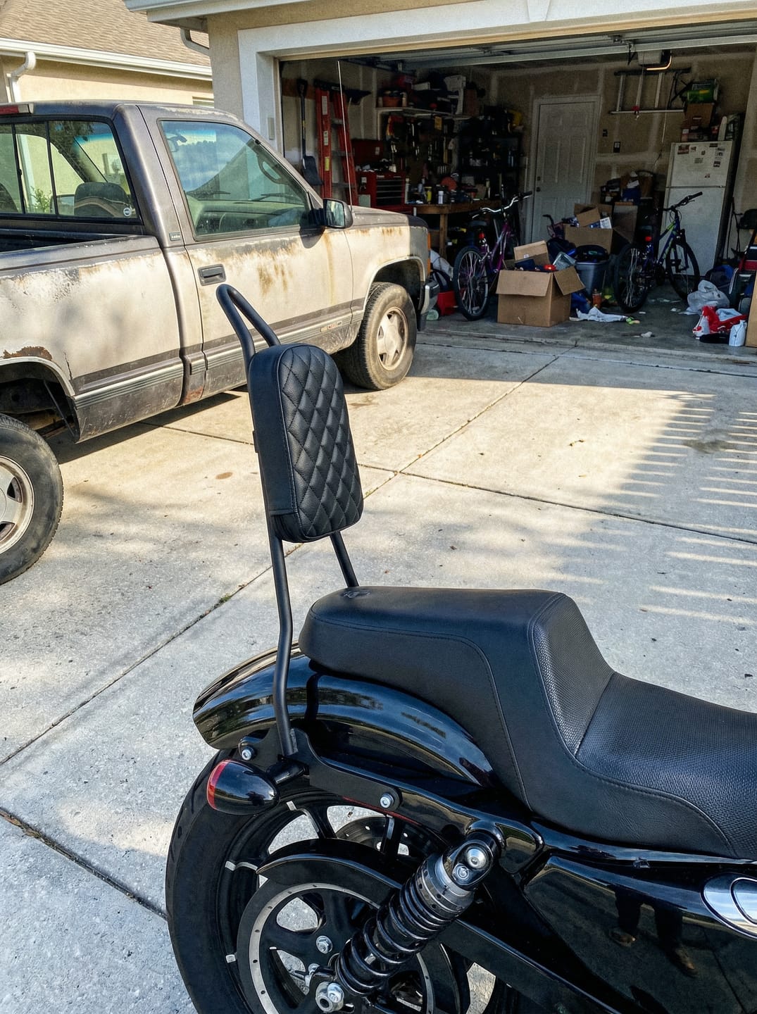 Customer photo review of Viking Iron Born Diamond Stitch Leather Tall Motorcycle Sissy Bar Pad for Harley Davidson