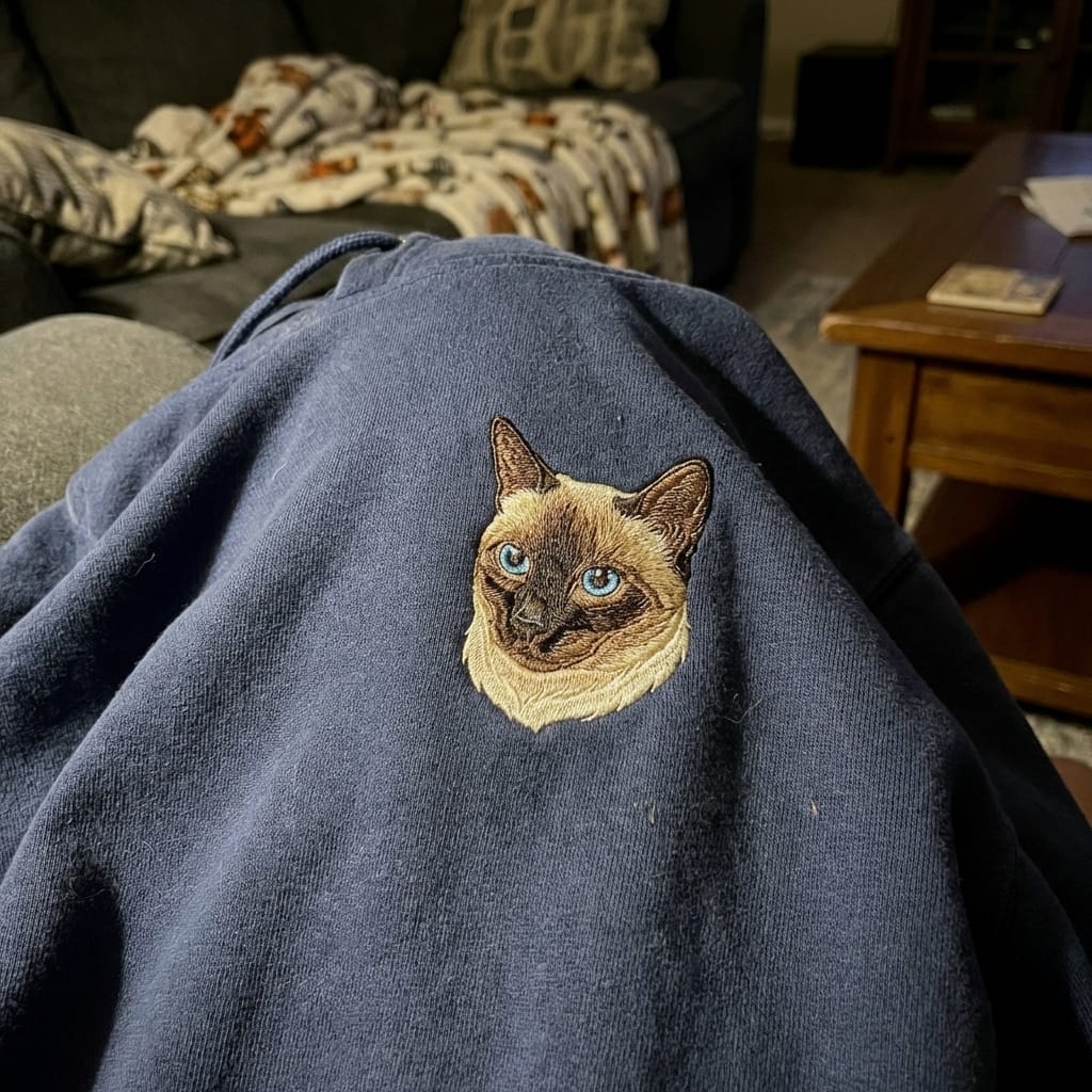 Customer photo review of Custom Full-Color Embroidered Pet Portrait Hoodie, Sweatshirt