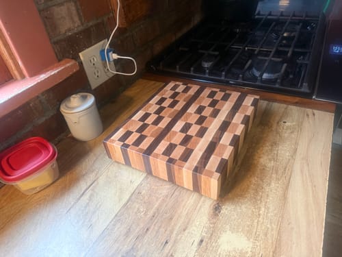 Customer photo review of Premium Cutting Board Feet - Brass/Stainless Steel