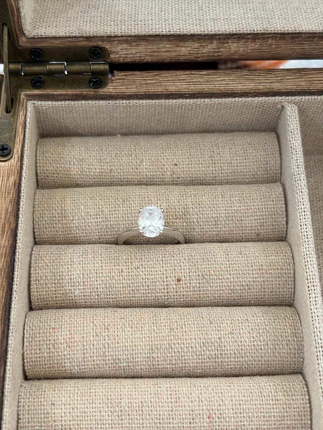 Customer photo review of Solitaire Oval Cut Simulated Diamond Engagement Ring