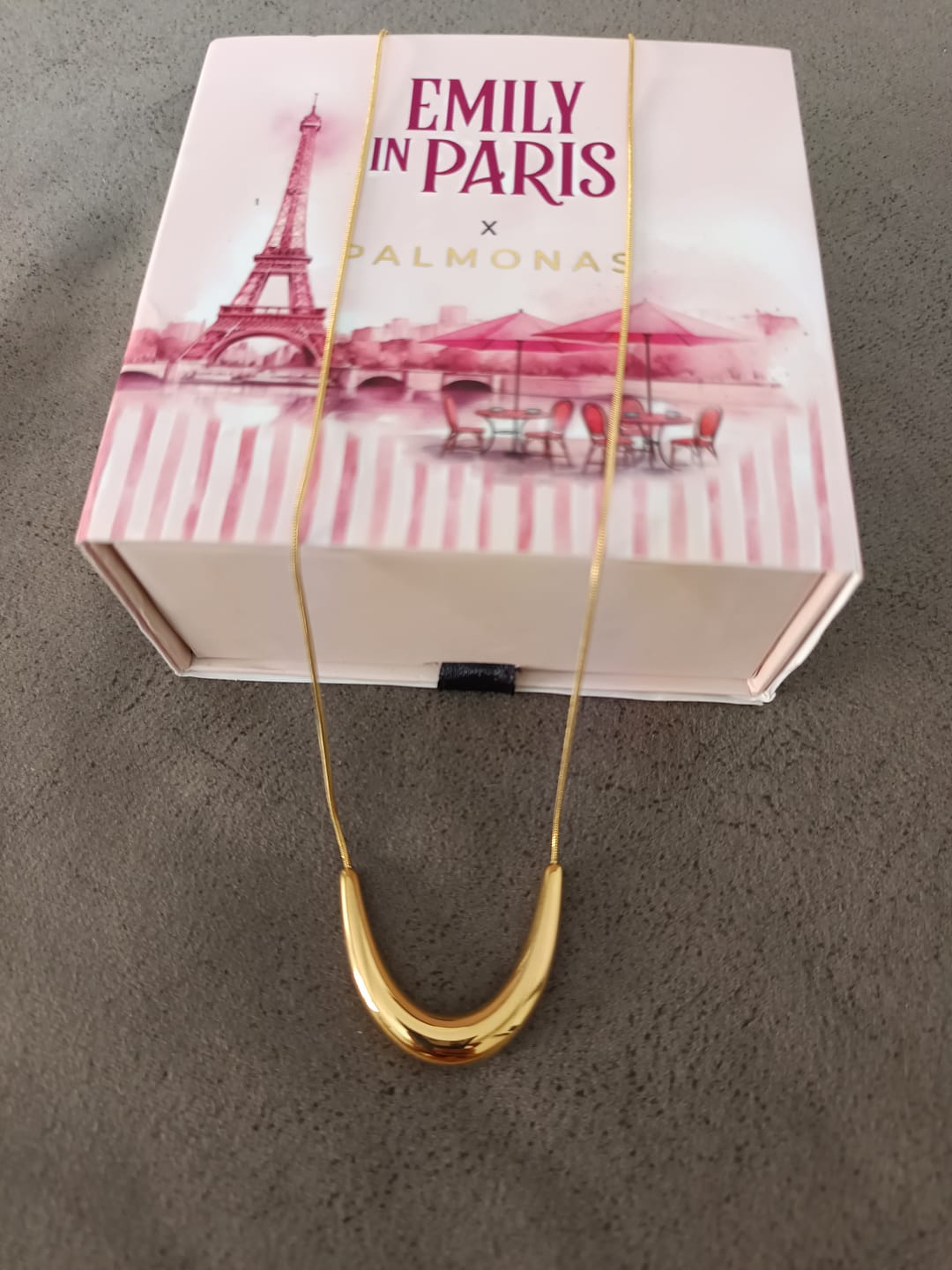 Customer photo review of Golden Boomerang Necklace