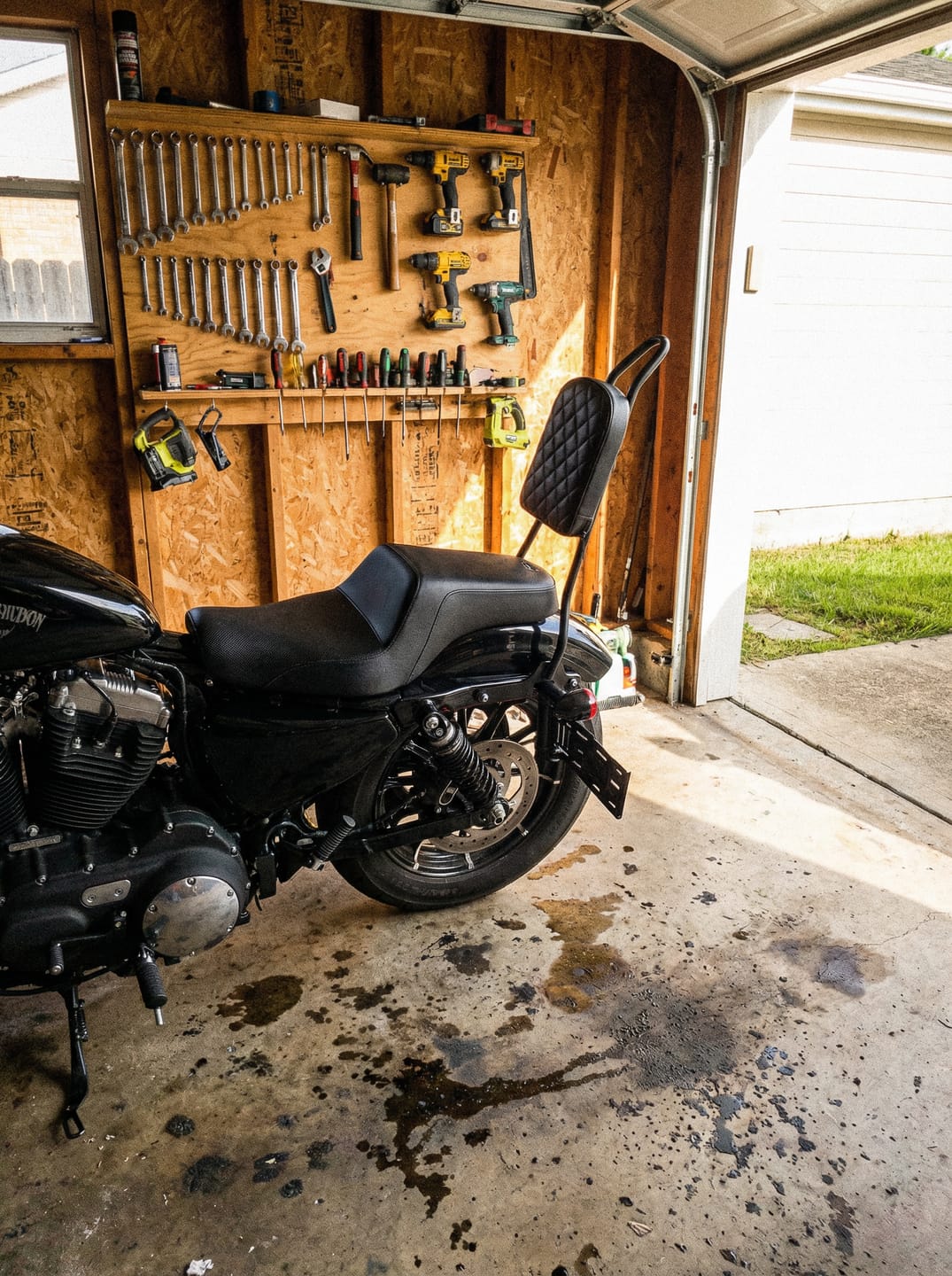 Customer photo review of Viking Iron Born Diamond Stitch Leather Tall Motorcycle Sissy Bar Pad for Harley Davidson