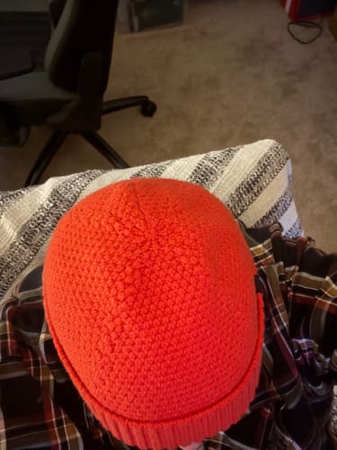 Customer photo review of LOGO RIBBED FISHERMAN BEANIE.