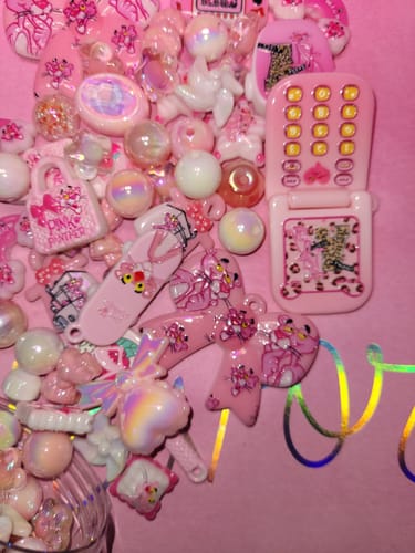 Customer photo review of (New)Acrylic beads – Pink Leopard for beadable pens, keychains, phone chains