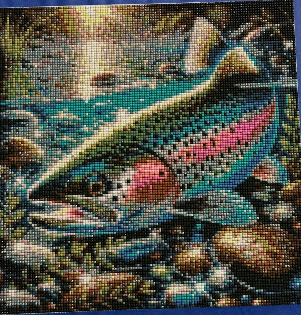 Customer photo review of AB Drills - River Jewel – Rainbow Trout Diamond Painting Kit