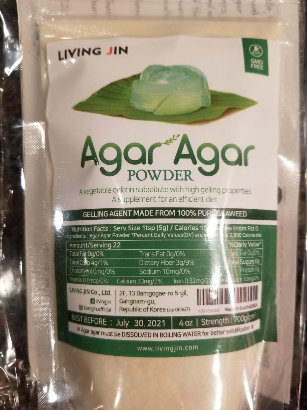 Customer photo review of Living Jin Foods: Agar Agar Powder