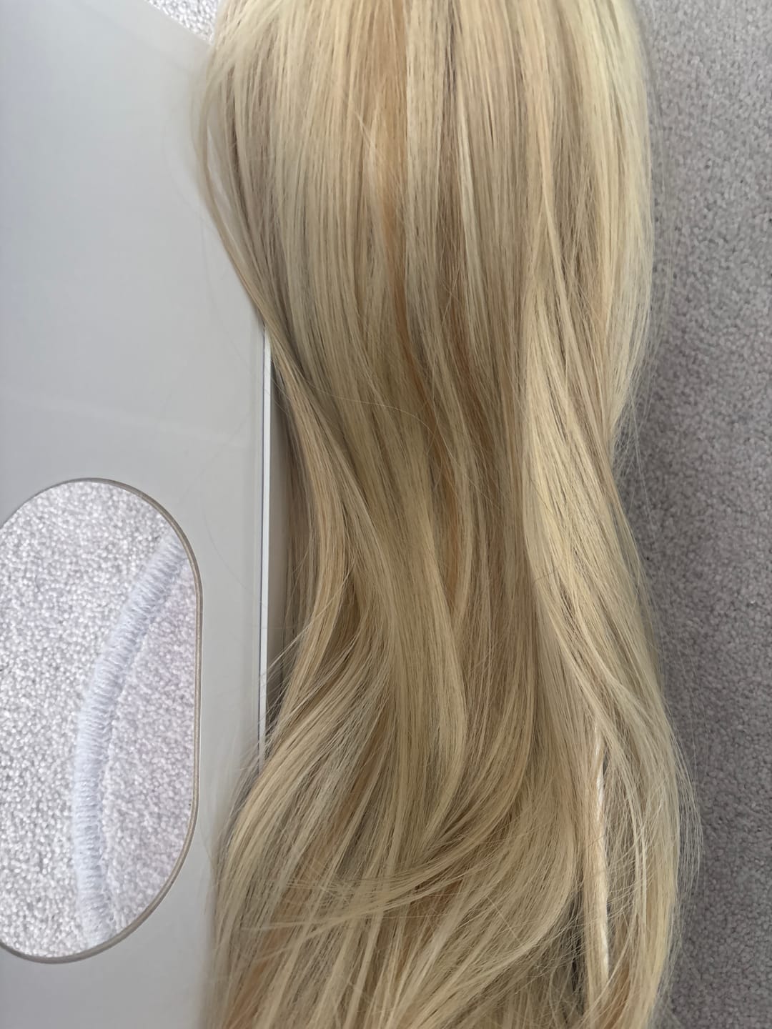 Customer photo review of Stranded Long Straight Clip-in Ponytail - Colour #16/613 Sweetheart