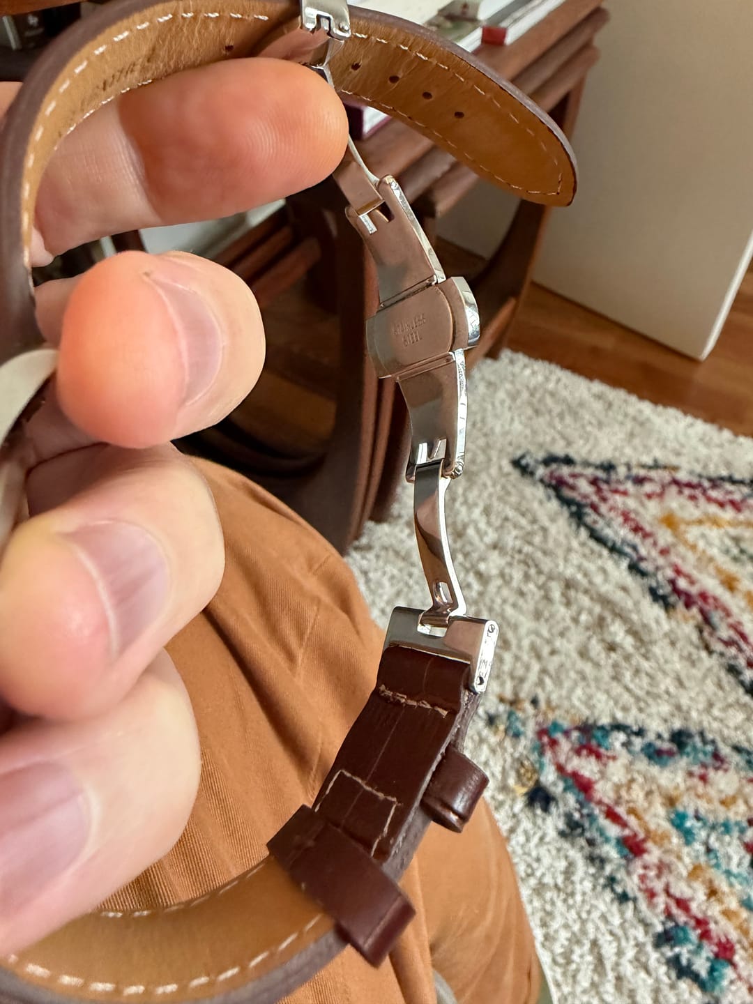 Customer photo review of Genuine Leather Calfskin Premium Watch Strap with Stainless Steel Deployant Butterfly Clasp