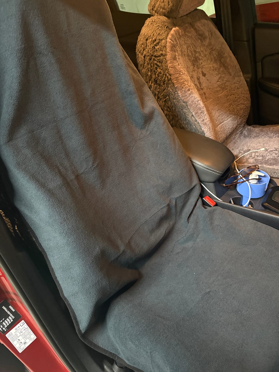 Customer photo review of Waterproof Car Seat Towel – Charcoal Grey | Towel Society