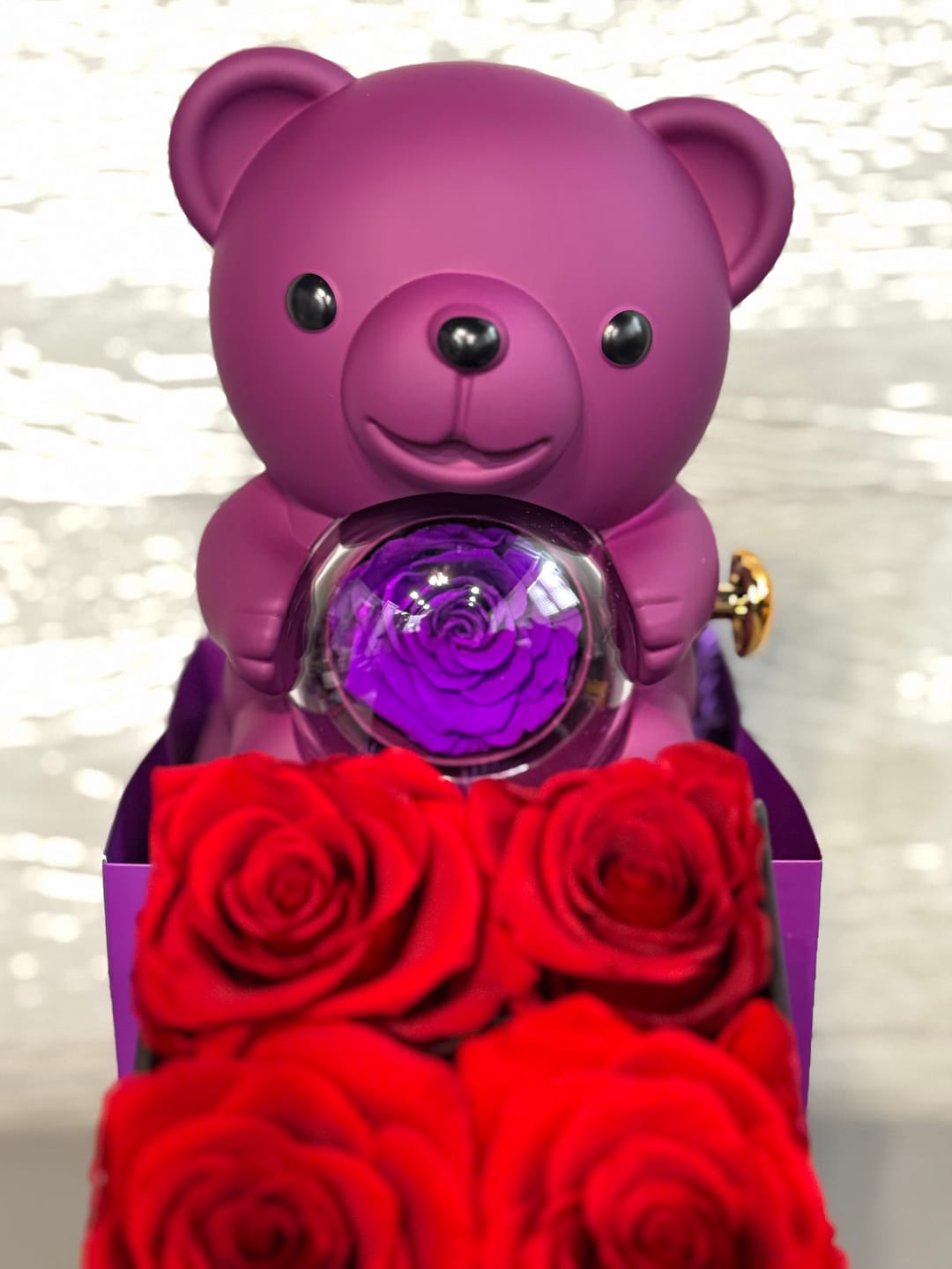 Customer photo review of Eternal Rose Bear - W/ Engraved Necklace