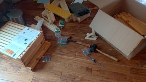 Customer photo review of MayBee Hives Unassembled 10 Frame Deep Bee Box BeesWax Coated Bee Hives Includes Pine Wood Frame, BeesWaxed Foundation Sheets