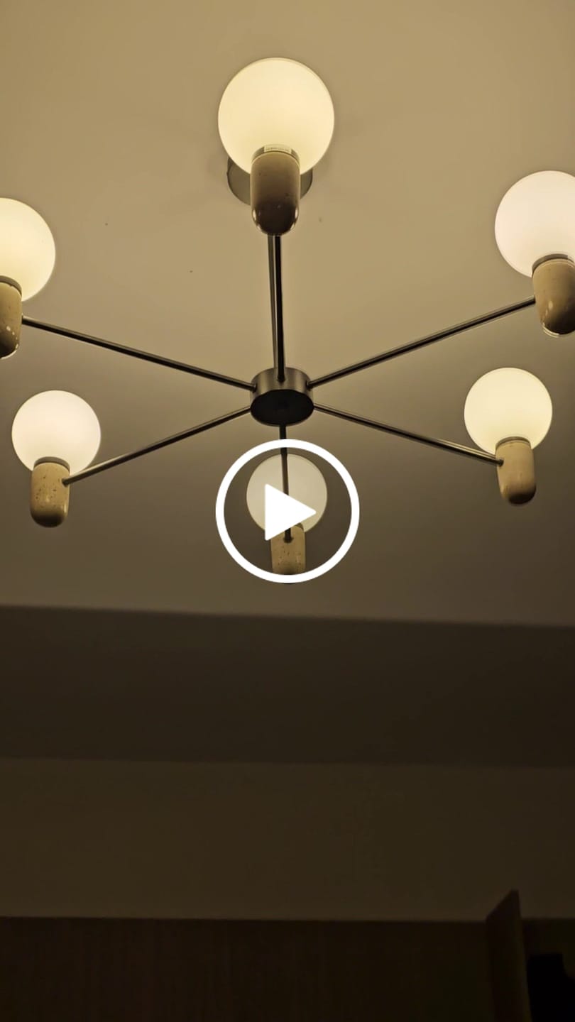 Customer video review of Travertine Marble Pendant Lamp 8801-6-Gunblack Travertine