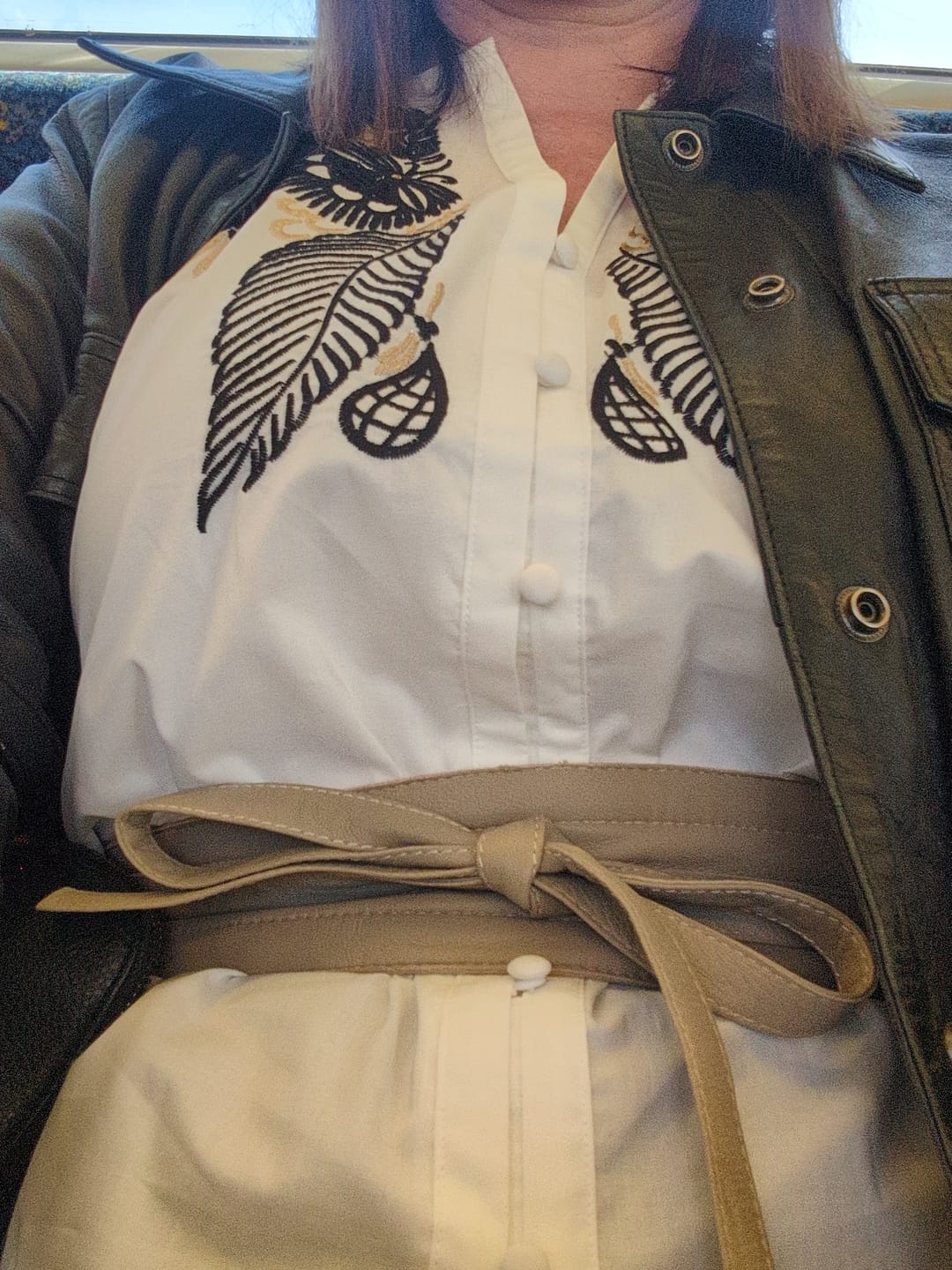 Customer photo review of Milton Leather Belt in Oatmeal