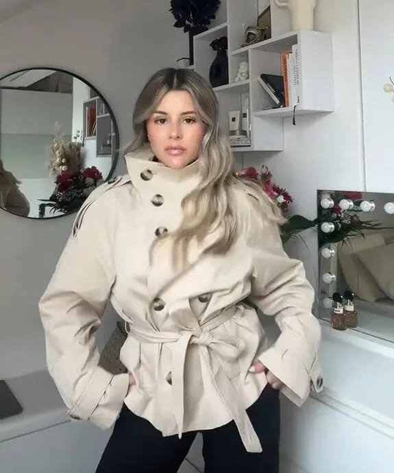 Customer photo review of Thea Belted Short Trench Coat