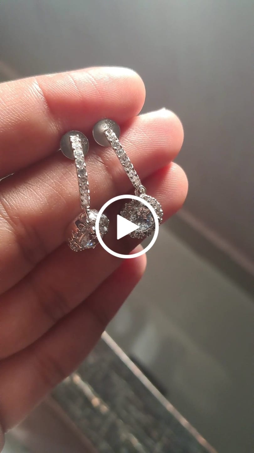 Customer video review of Silver Zircon Drizzle Drop Earrings