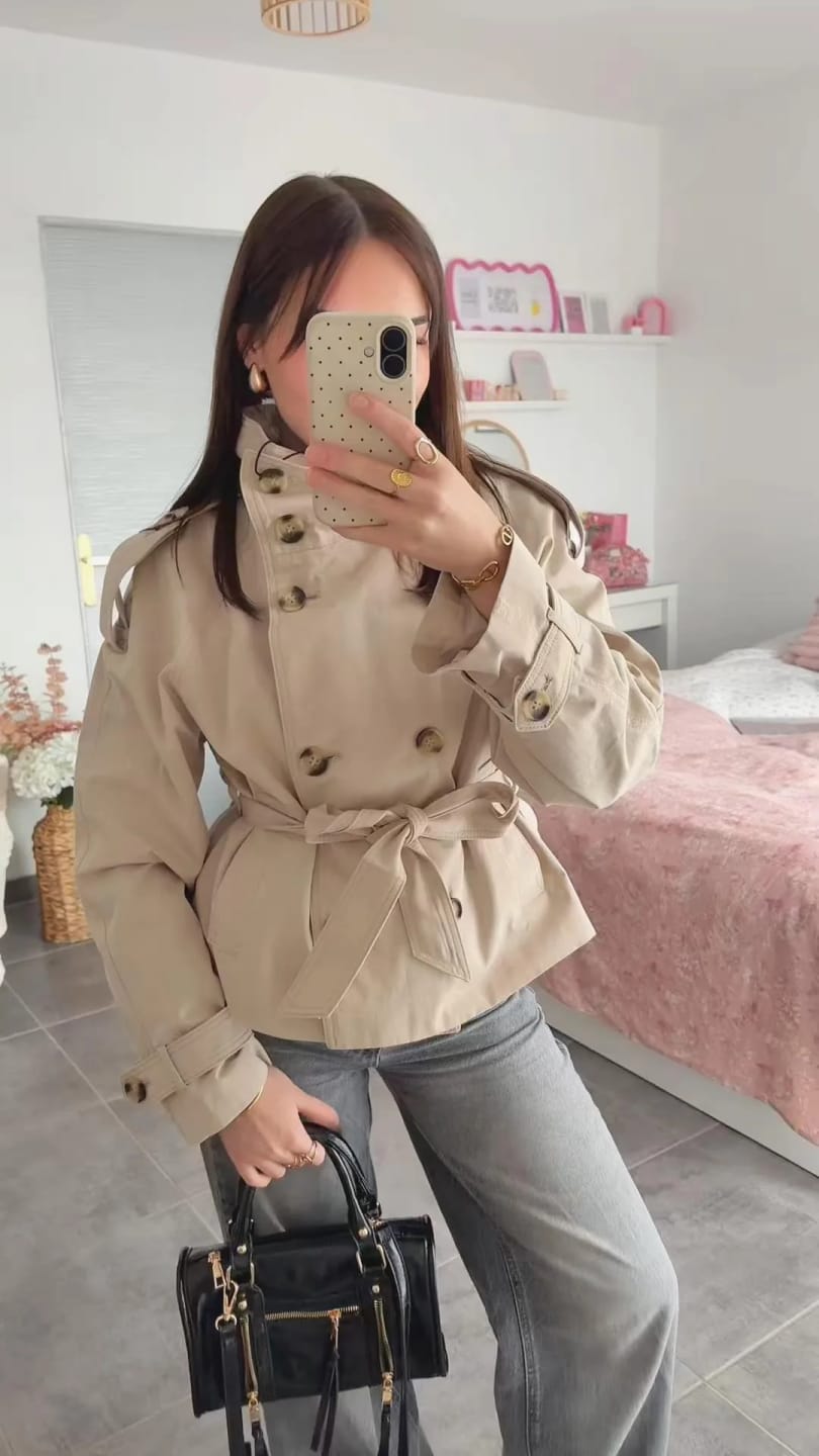 Customer photo review of Thea Belted Short Trench Coat
