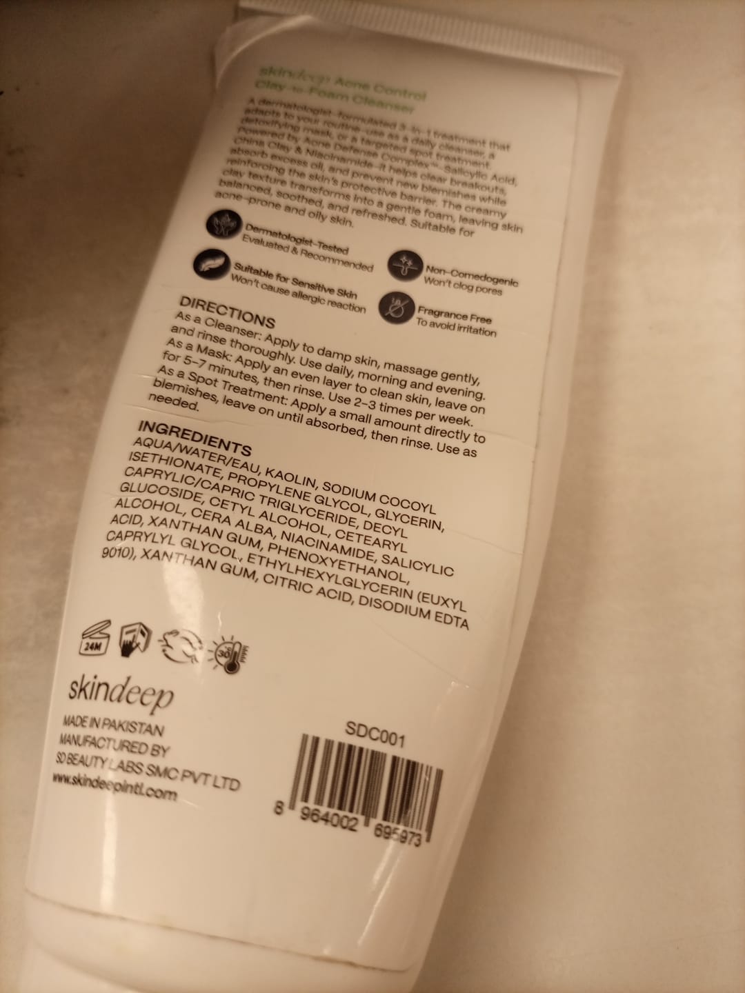 Customer photo review of Acne Control Clay-to-Foam Cleanser