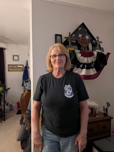 Customer photo review of The Gloves Off T-Shirt