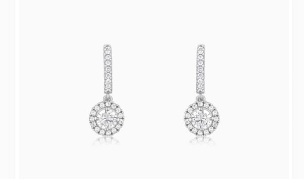 Customer photo review of Silver Zircon Drizzle Drop Earrings