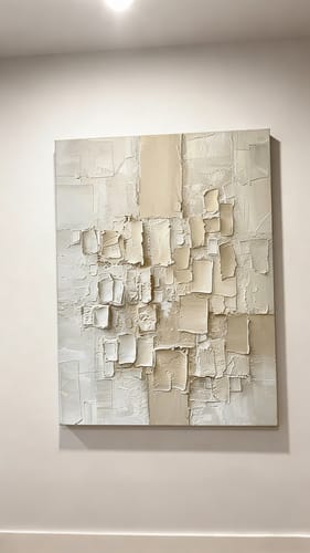 Customer photo review of Neutral Dimensions – Hand-Painted Textured Abstract Canvas Art