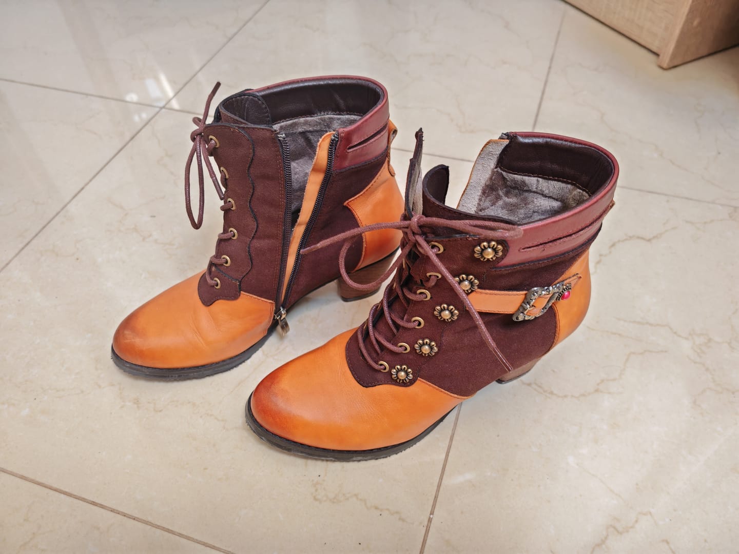 Customer photo review of Floral Scallop Vintage Boots