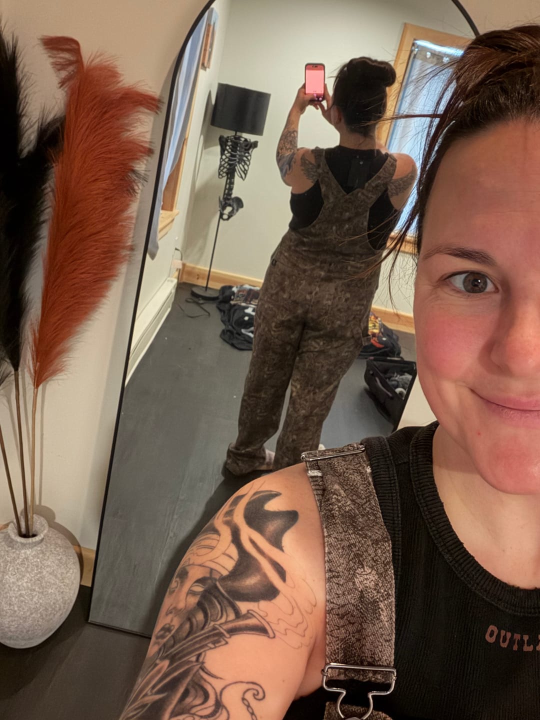 Customer photo review of Born Bad Washed Overalls - Snakeskin