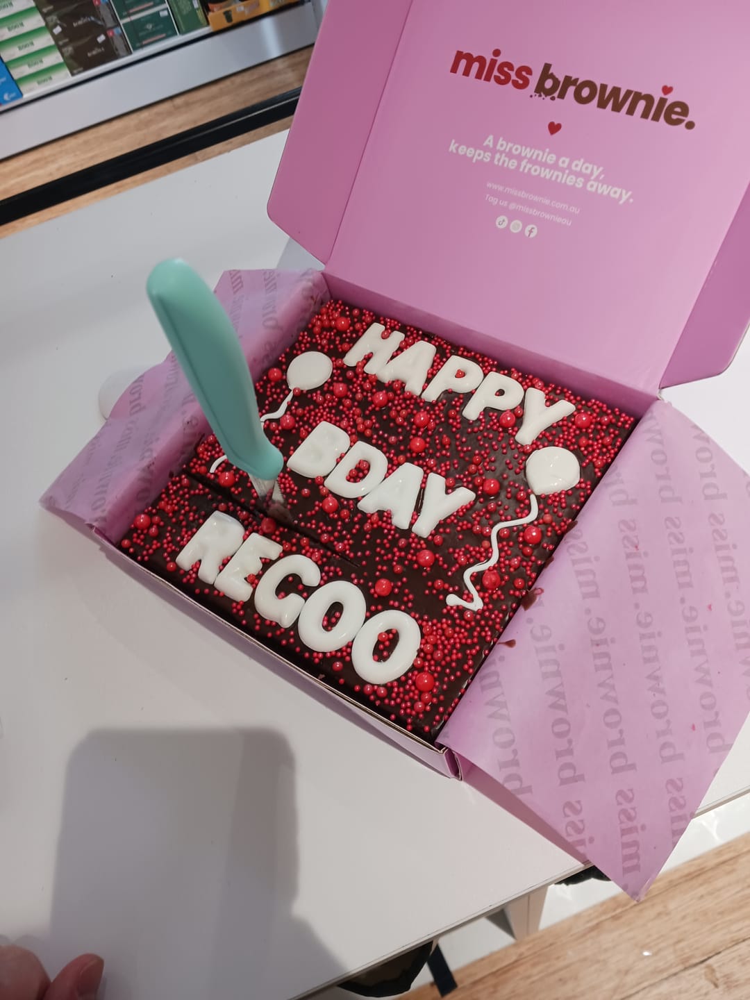 Customer photo review of Birthday Brownie · Mini