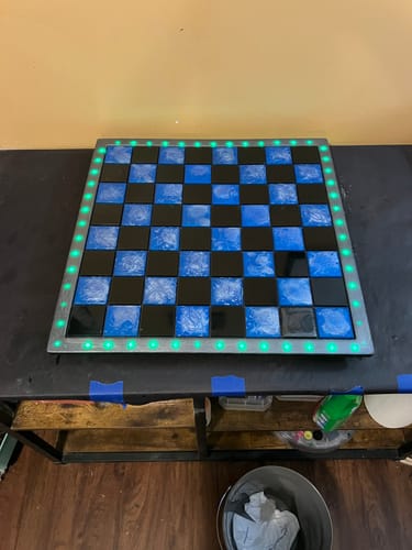 Customer photo review of 19x19x0.5" Full Size Chess Board Silicone Mold With 2" Squares