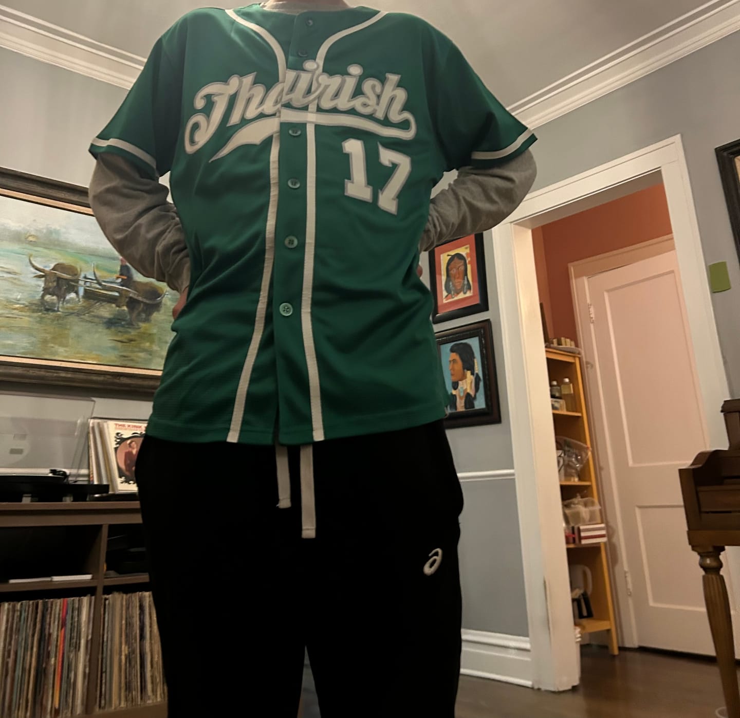 Customer photo review of Custom Kelly Green White-Gray Classic Style Authentic Baseball Jersey