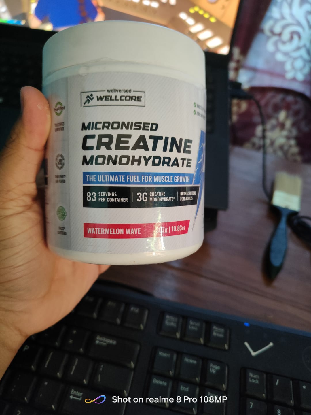 Customer photo review of Wellcore - Pure Micronised Creatine Monohydrate | Watermelon Wave (307g, 83 servings)