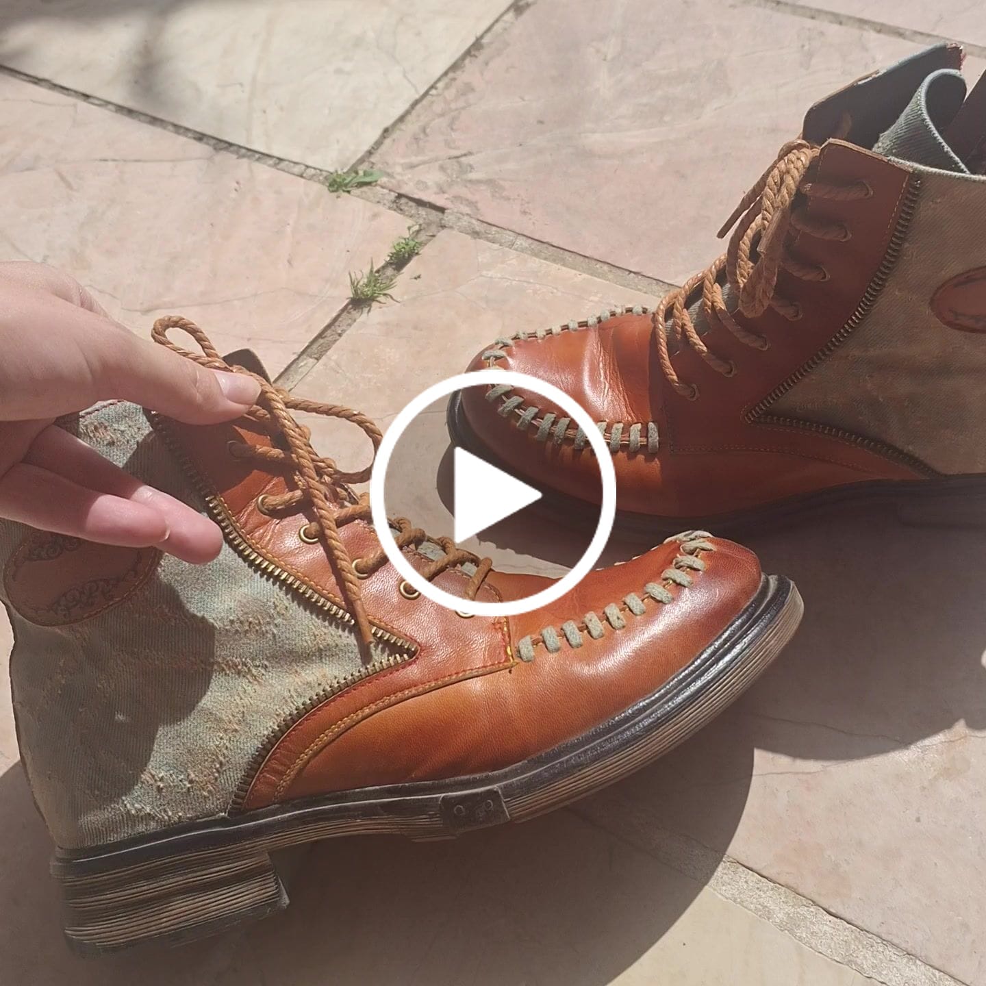 Customer video review of Vintage Stitching Low Heel Ankle Boots