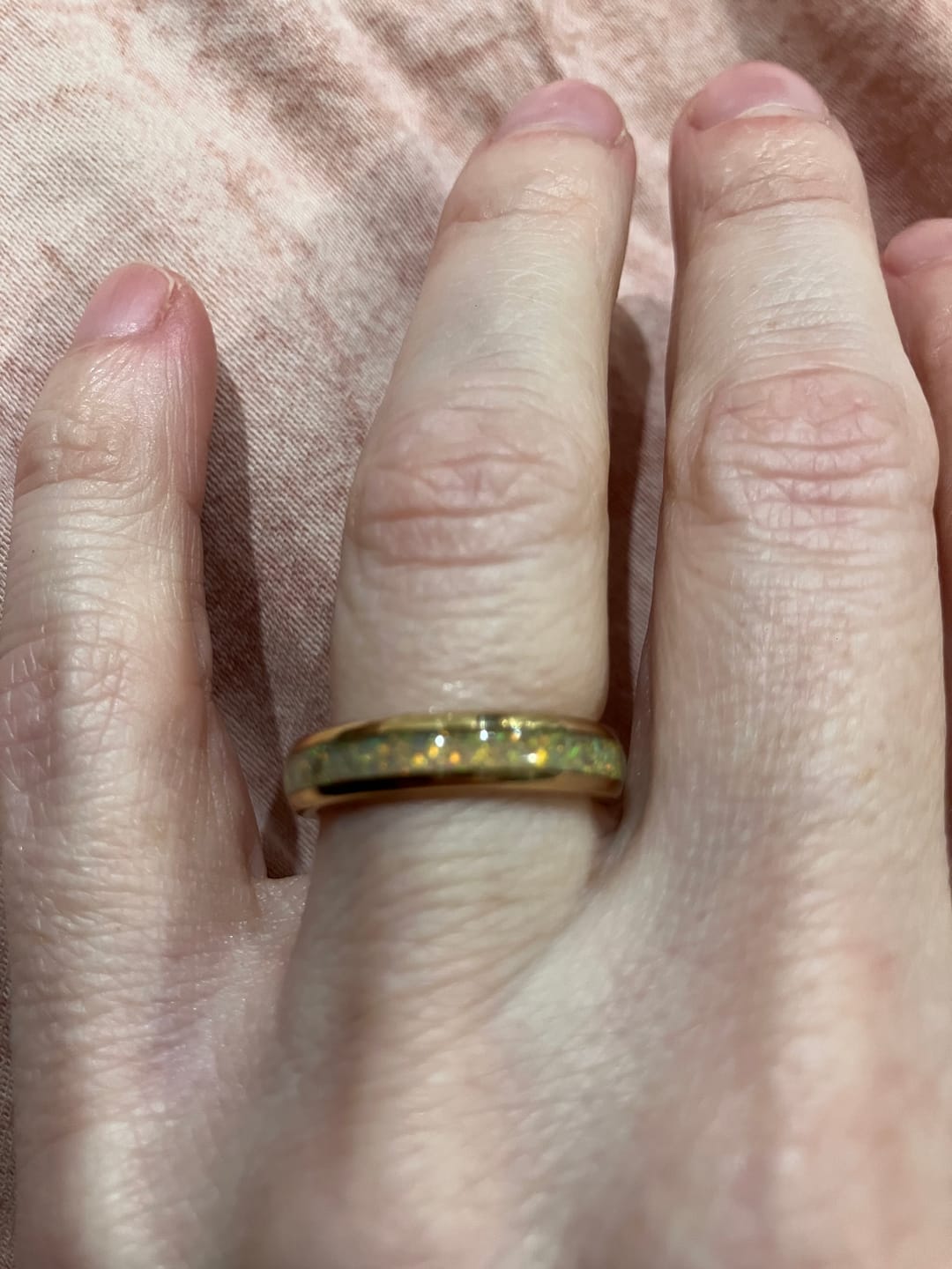 Customer photo review of The Rose Gold White Opal 4mm Wonder Ring