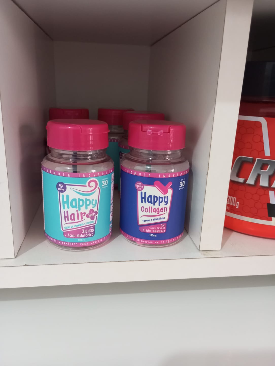 Customer photo review of Happy Hair 3 Potes + 3 Potes Grátis + 2 Potes de Colágeno (Total 8 Potes)
